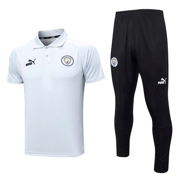 Polo Manchester City Conjunto Completo 2023 2024 Blanco Negro